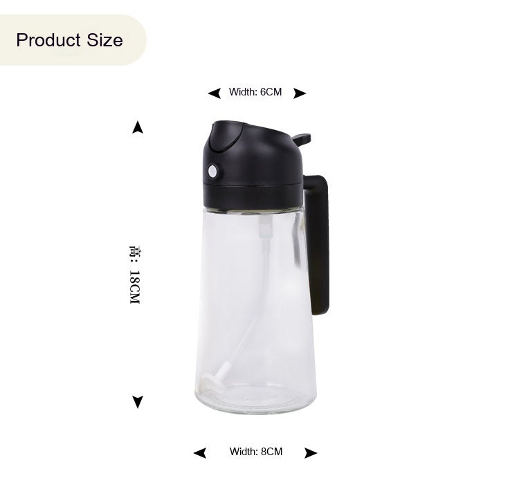 2-in-1 Glass Oil & Soy Sauce Dispenser Bottle with Spray Nozzle