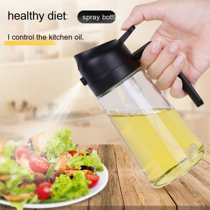 2-in-1 Glass Oil & Soy Sauce Dispenser Bottle with Spray Nozzle
