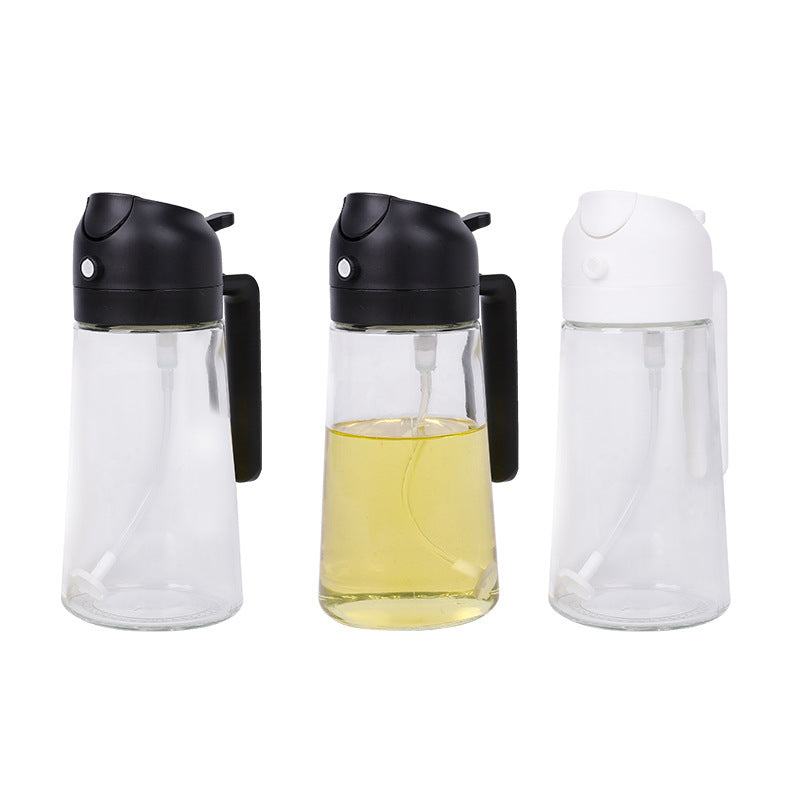 2-in-1 Glass Oil & Soy Sauce Dispenser Bottle with Spray Nozzle